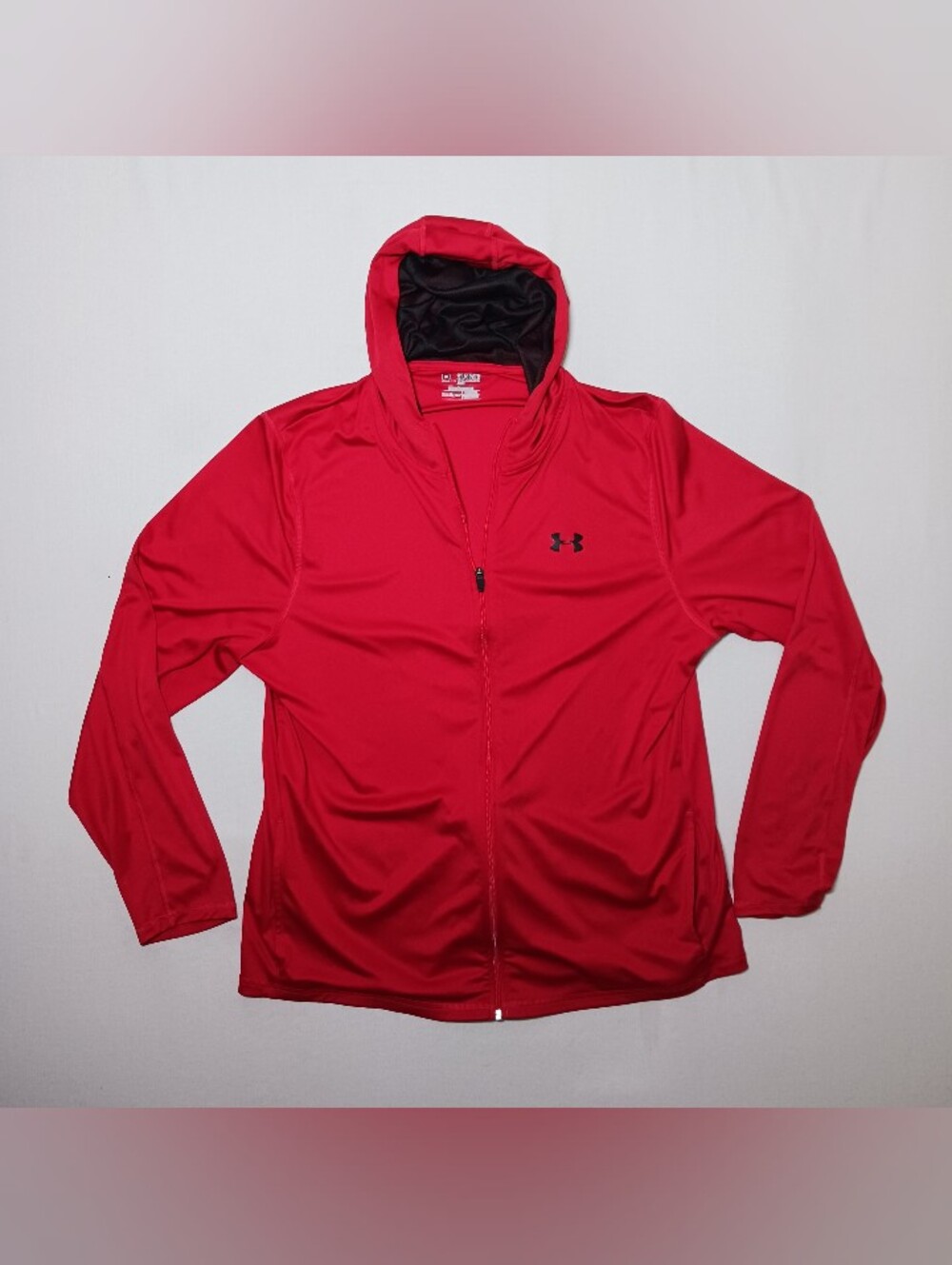 Under Armour Mens HeatGear Full Zip Performance Hoodie 2XL Loose Red 1269898